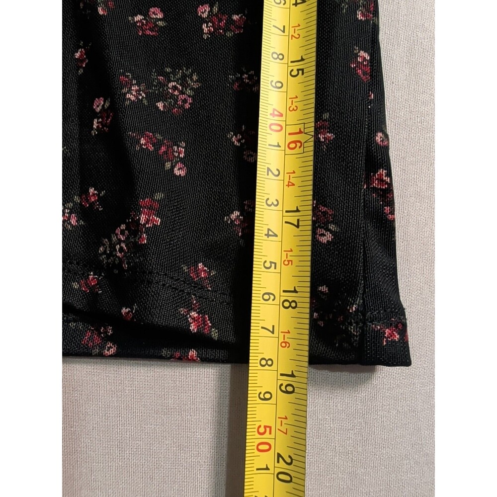 ❤️Aeropostale Crop Womens M Black Floral Mesh V Neck Short Sleeve Y2K Blouse❤️ - Picture 10 of 10